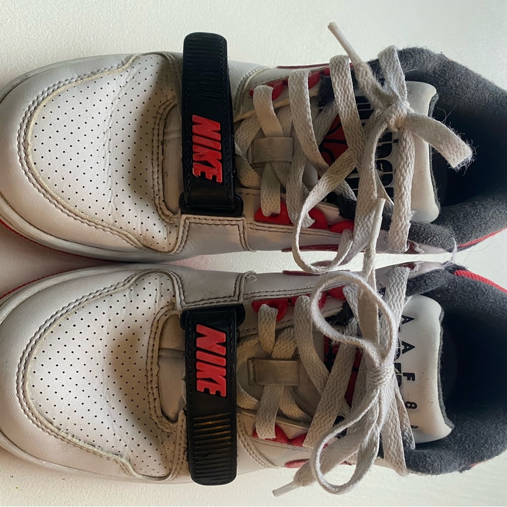 Nike White and Red Sneakers High-Top Leather - Picture 4 of 8